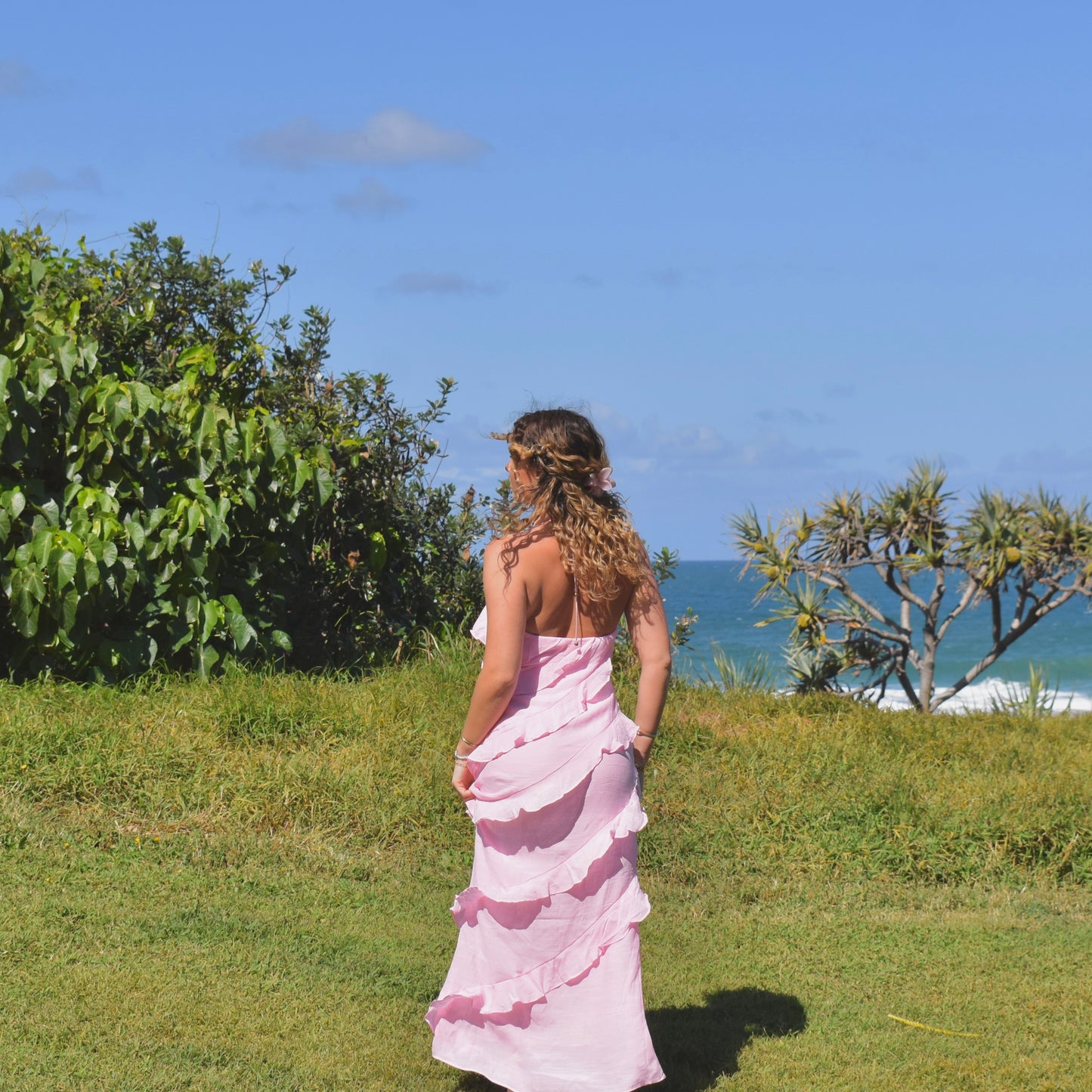 Blossom Ruffle Maxi Dress - Baby Pink