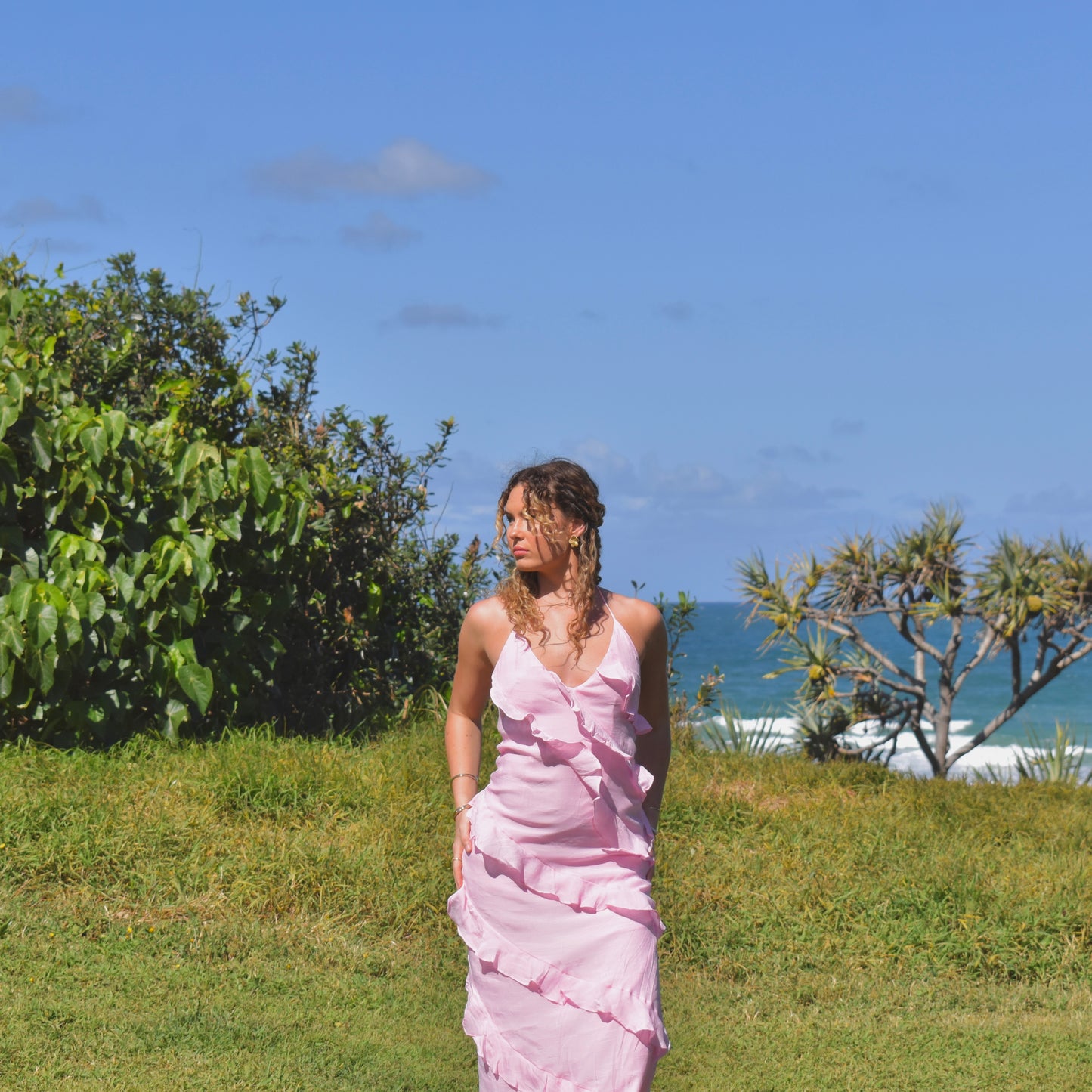 Blossom Ruffle Maxi Dress - Baby Pink