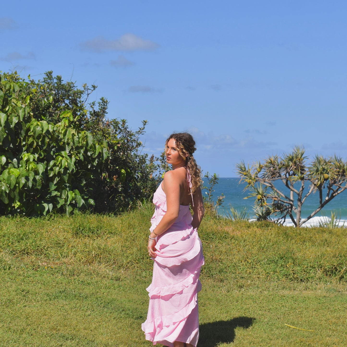 Blossom Ruffle Maxi Dress - Baby Pink