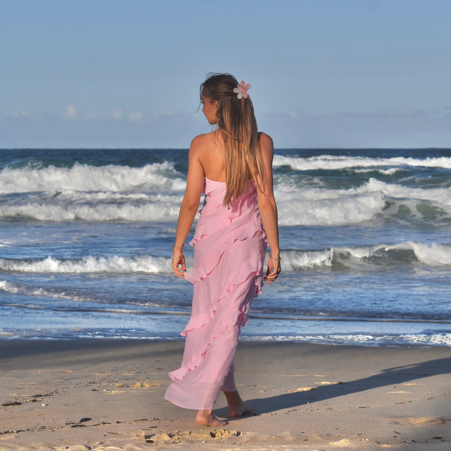 Blossom Ruffle Maxi Dress - Baby Pink
