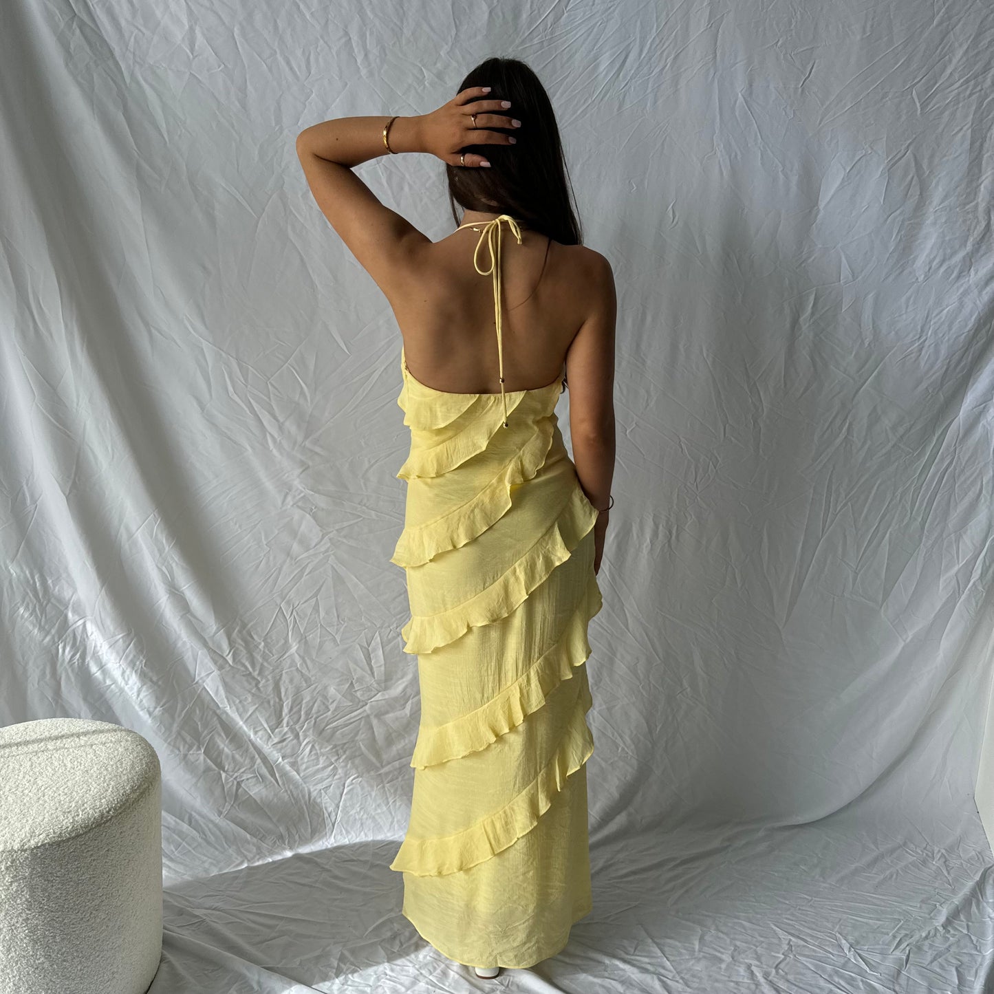 Blossom Ruffle Maxi Dress - Lemon