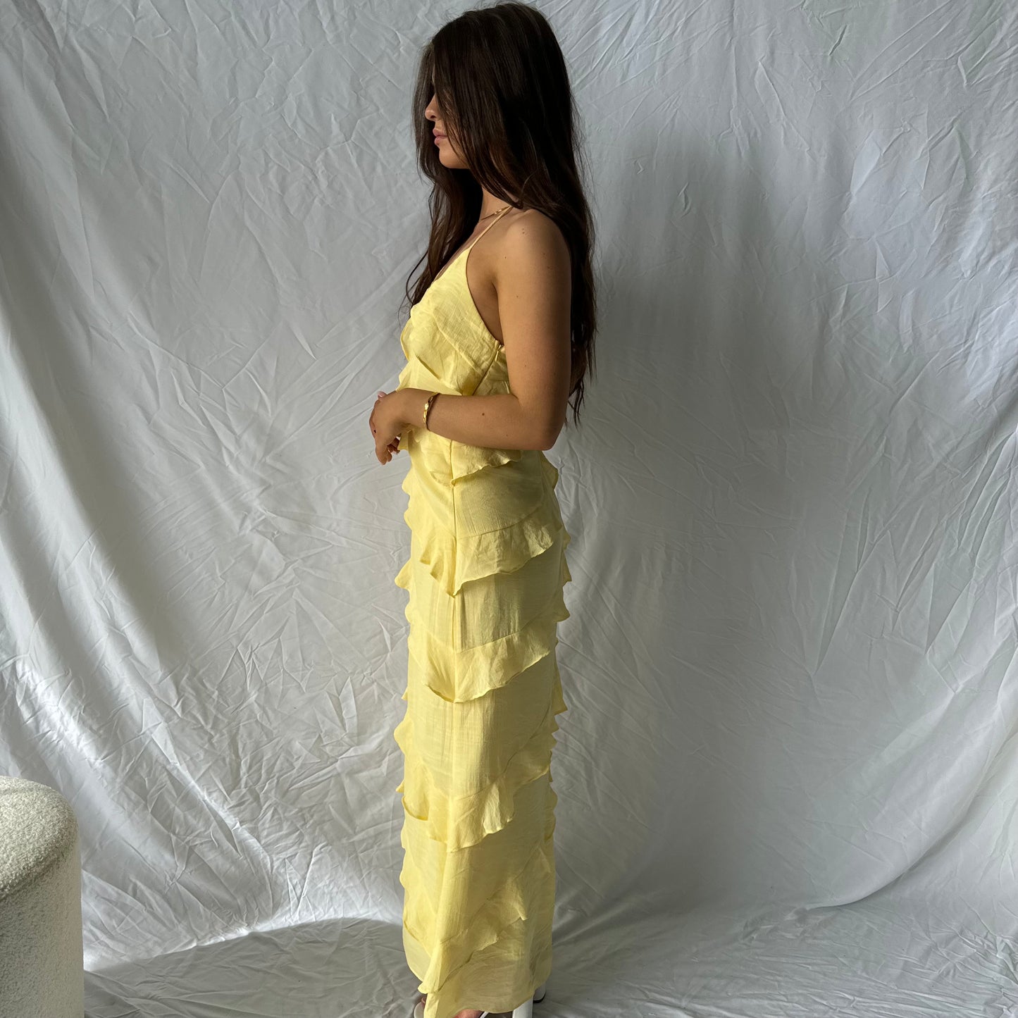Blossom Ruffle Maxi Dress - Lemon
