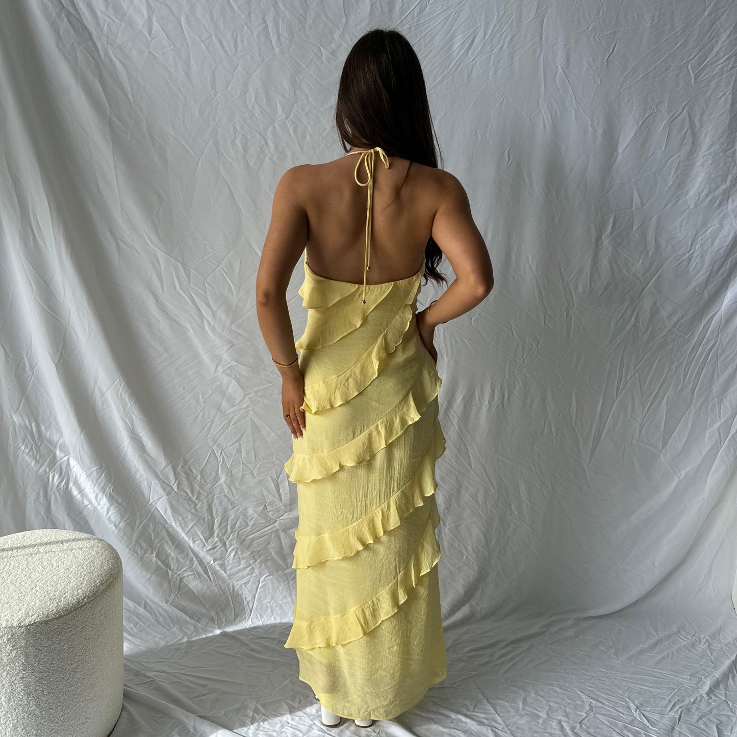 Blossom Ruffle Maxi Dress - Lemon