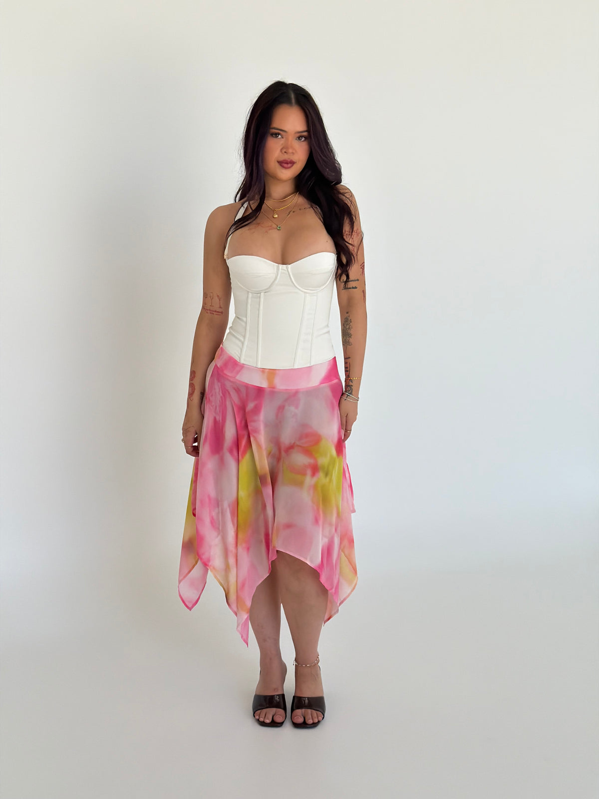 Serena Handkerchief Midi Skirt - Pink