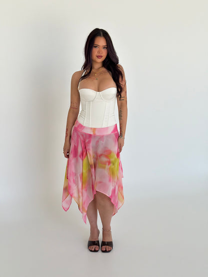 Serena Handkerchief Midi Skirt - Pink