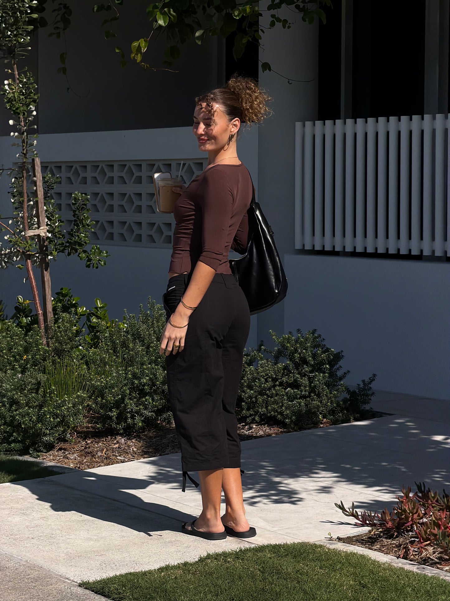 Blair 3/4 V-neck Crop - Chocolate
