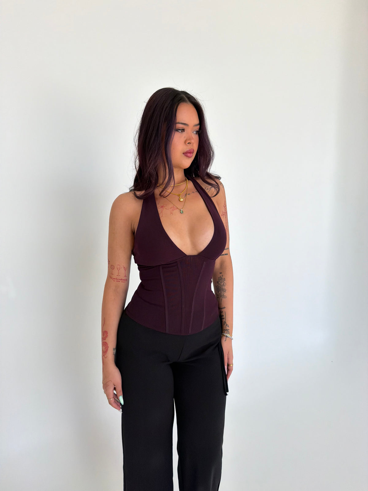 Vanuatu Halter Top - Dark Plum