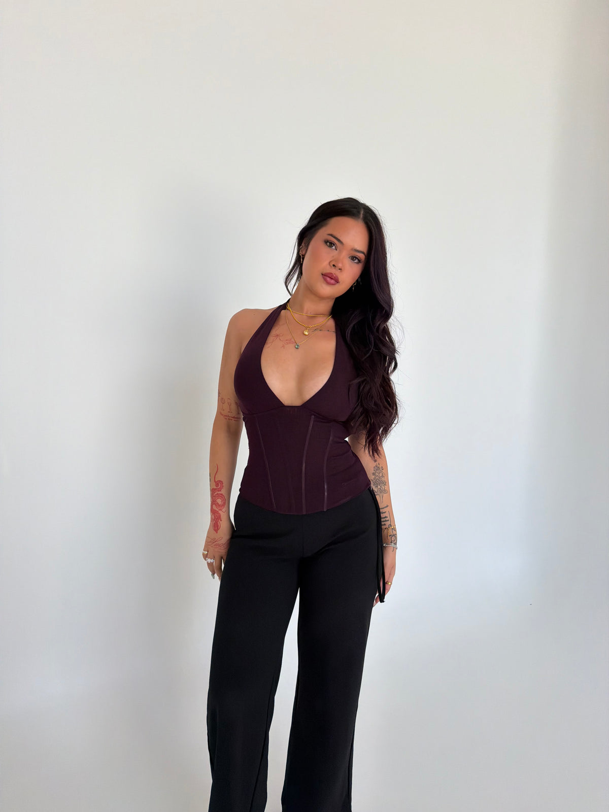 Vanuatu Halter Top - Dark Plum