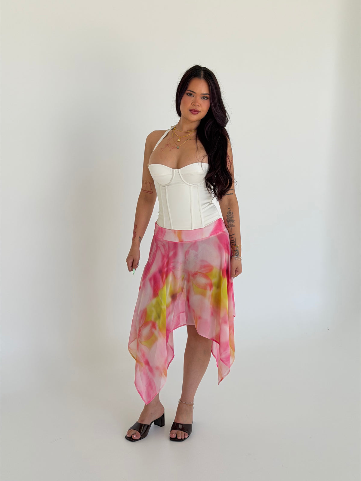 Serena Handkerchief Midi Skirt - Pink