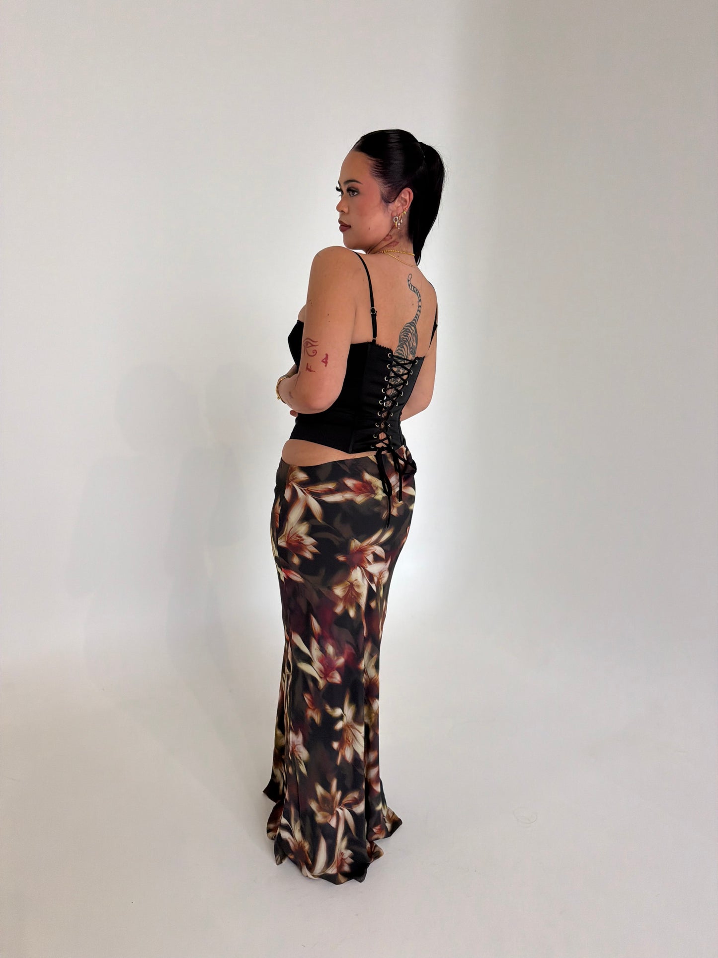 Moonlight Bustier Cut Out Maxi Dress - Black