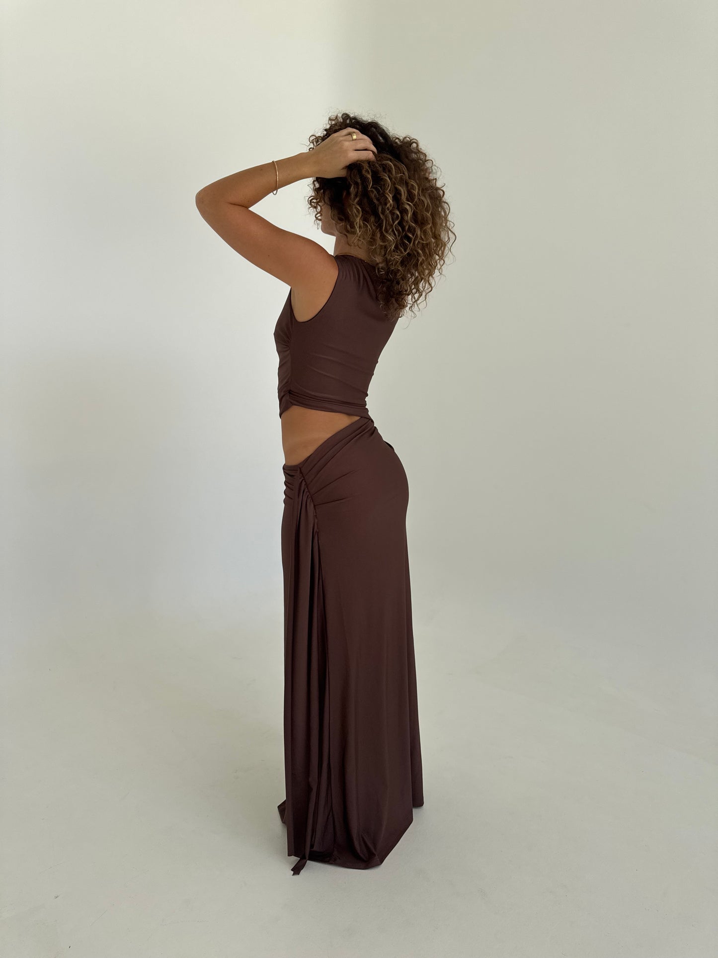 Muse Deep Plunge Maxi Dress - Bitter Chocolate