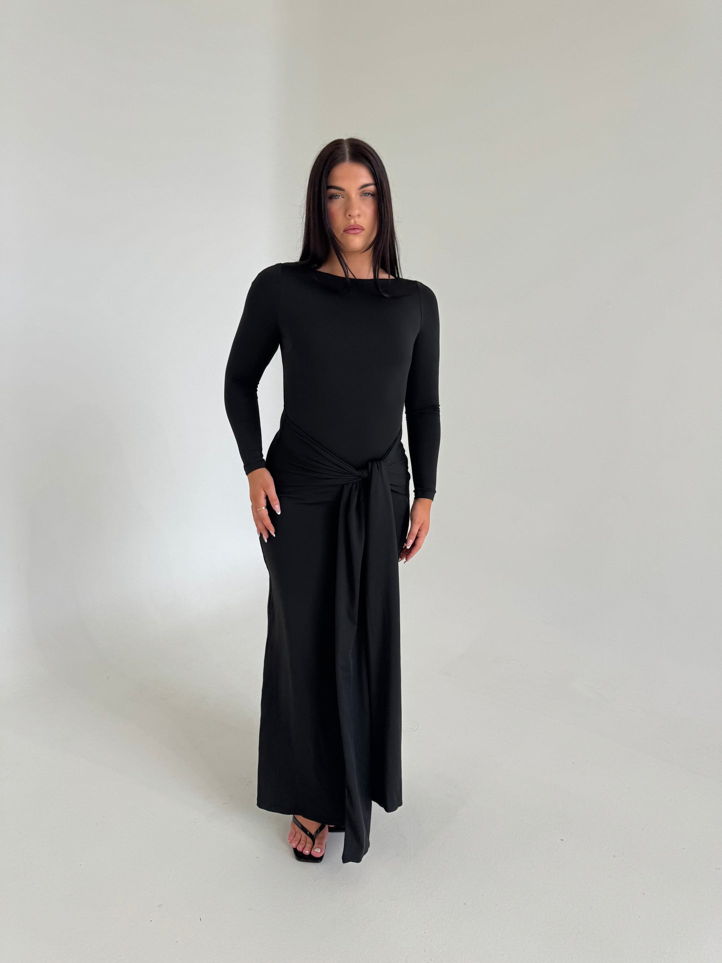 Amara Long Sleeve Maxi Dress - Black