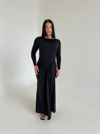 Amara Long Sleeve Maxi Dress - Black
