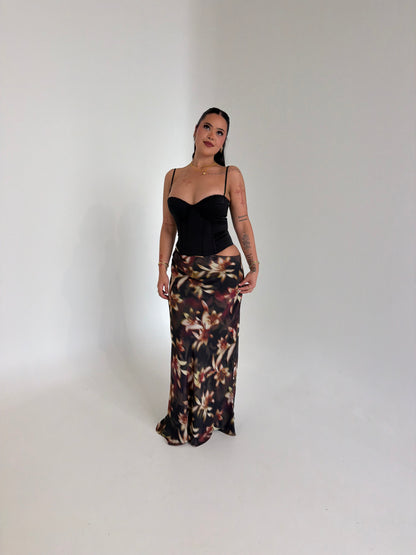 Moonlight Bustier Cut Out Maxi Dress - Black