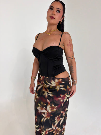 Moonlight Bustier Cut Out Maxi Dress - Black