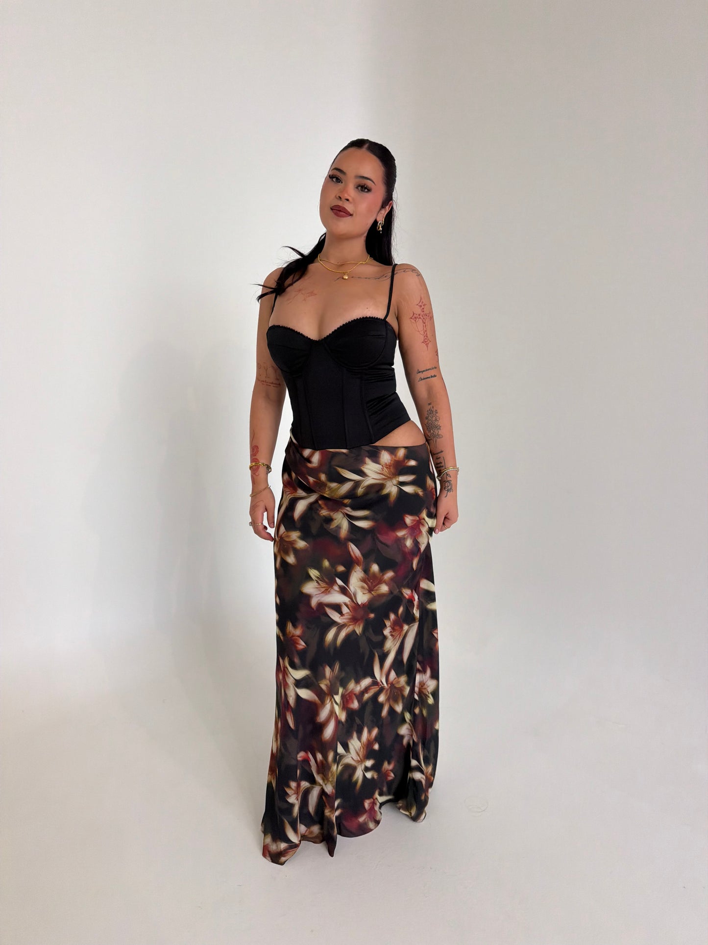 Moonlight Bustier Cut Out Maxi Dress - Black