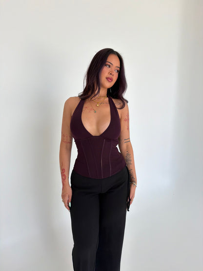Vanuatu Halter Top - Dark Plum