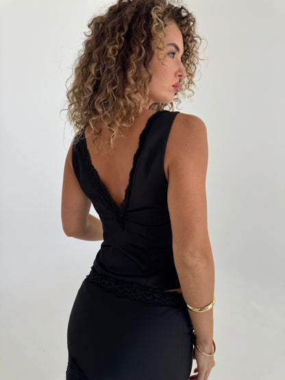 Angel Lace Trim Top - Black