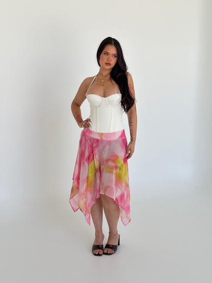Serena Handkerchief Midi Skirt - Pink