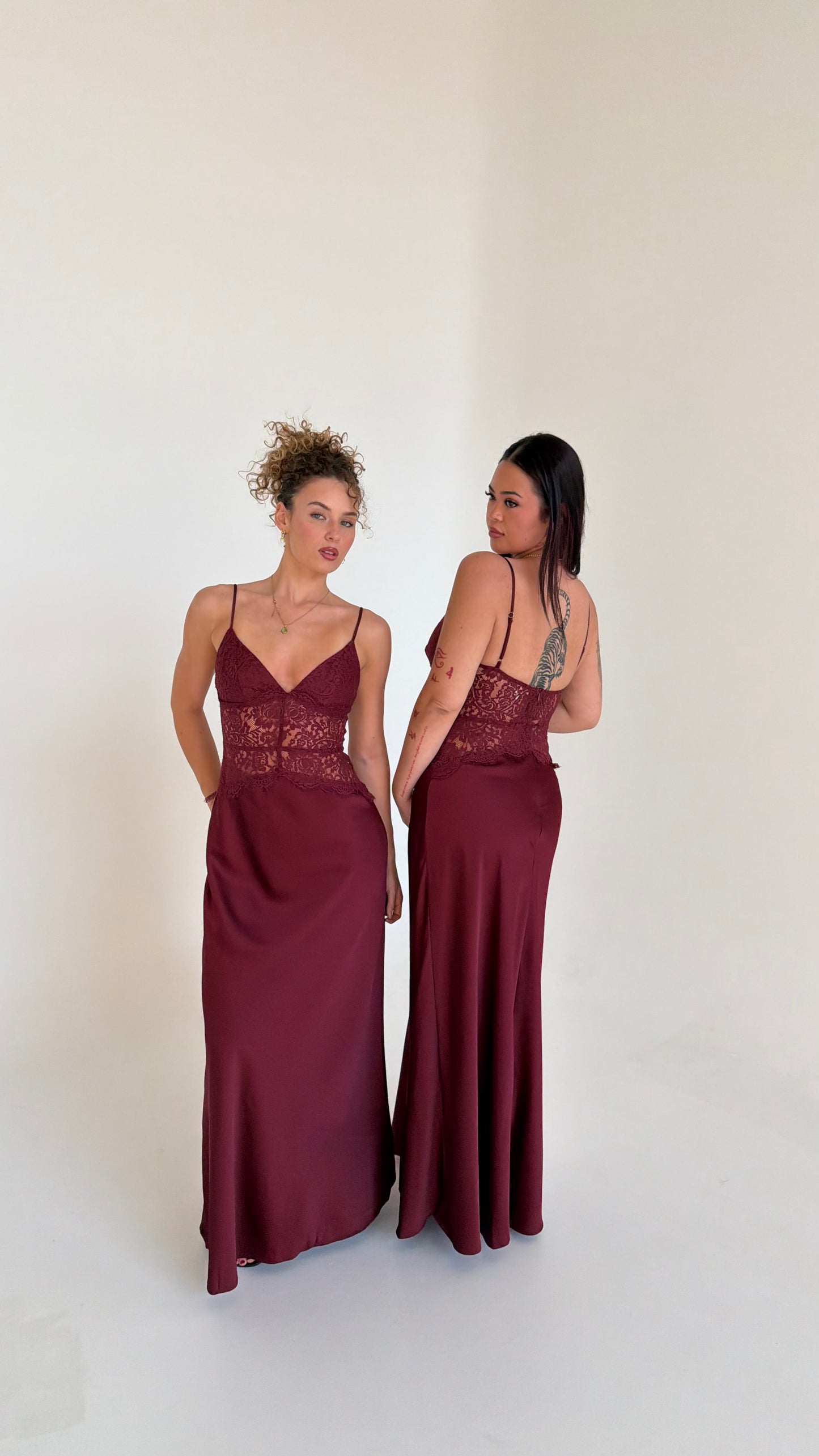 Selene Lace Maxi Dress - Wine