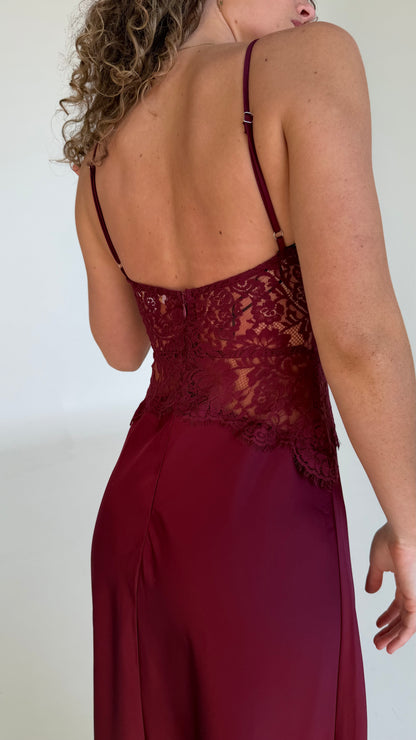 Selene Lace Maxi Dress - Wine
