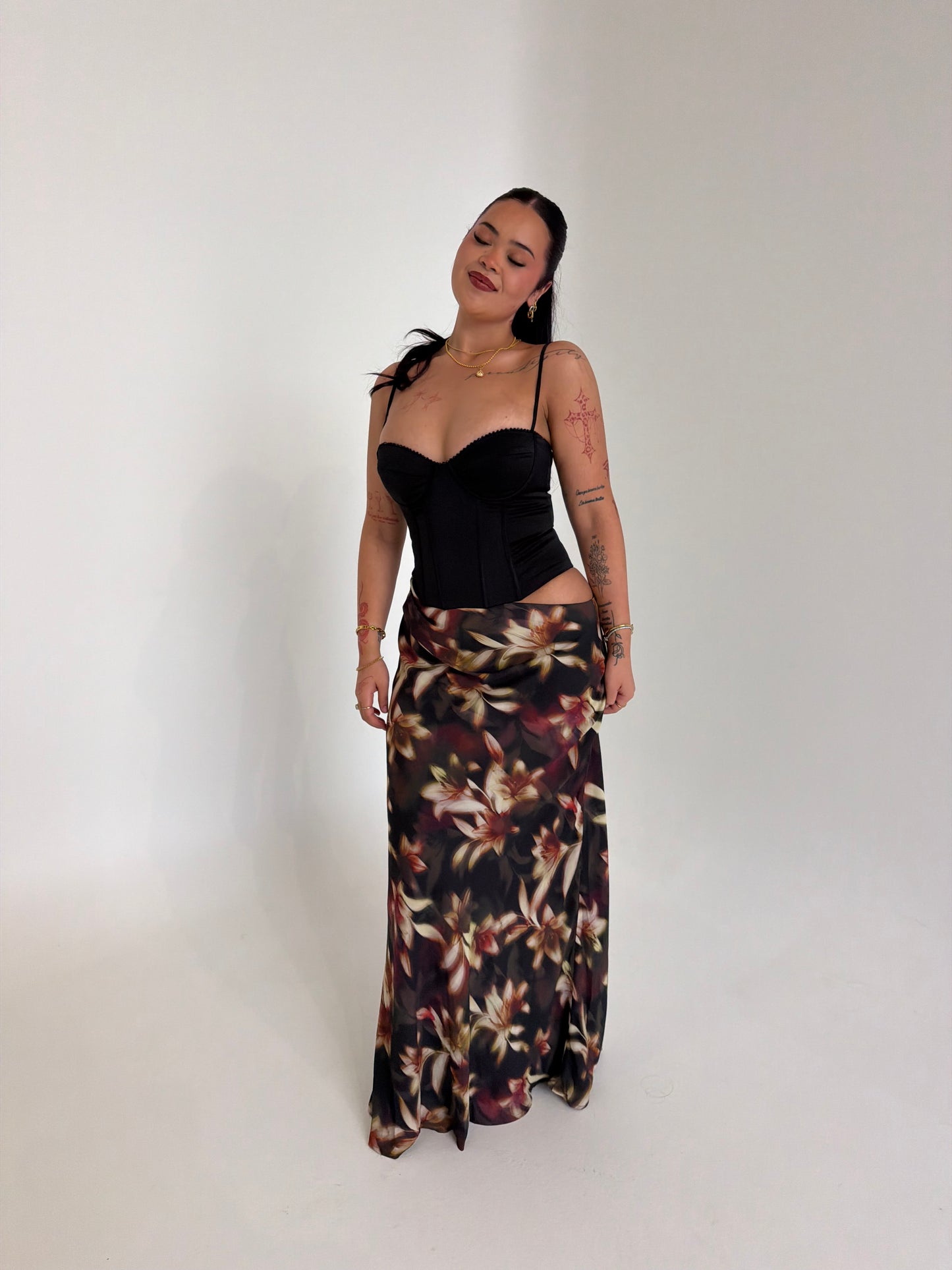 Moonlight Bustier Cut Out Maxi Dress - Black