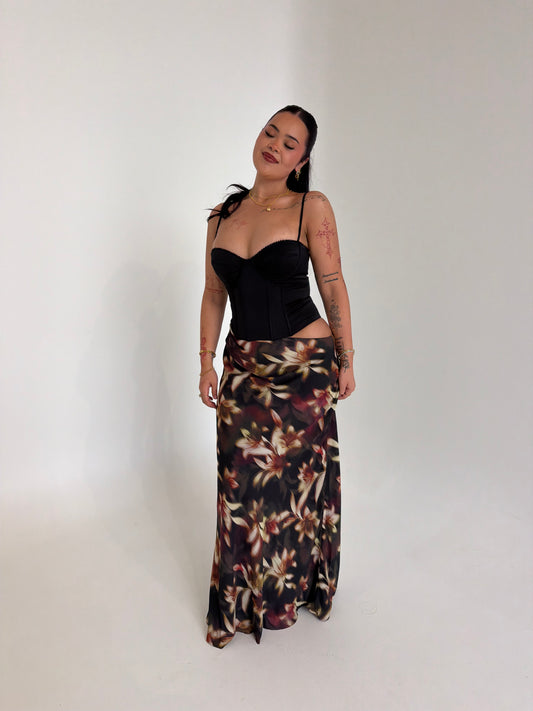 Moonlight Bustier Cut Out Maxi Dress - Black