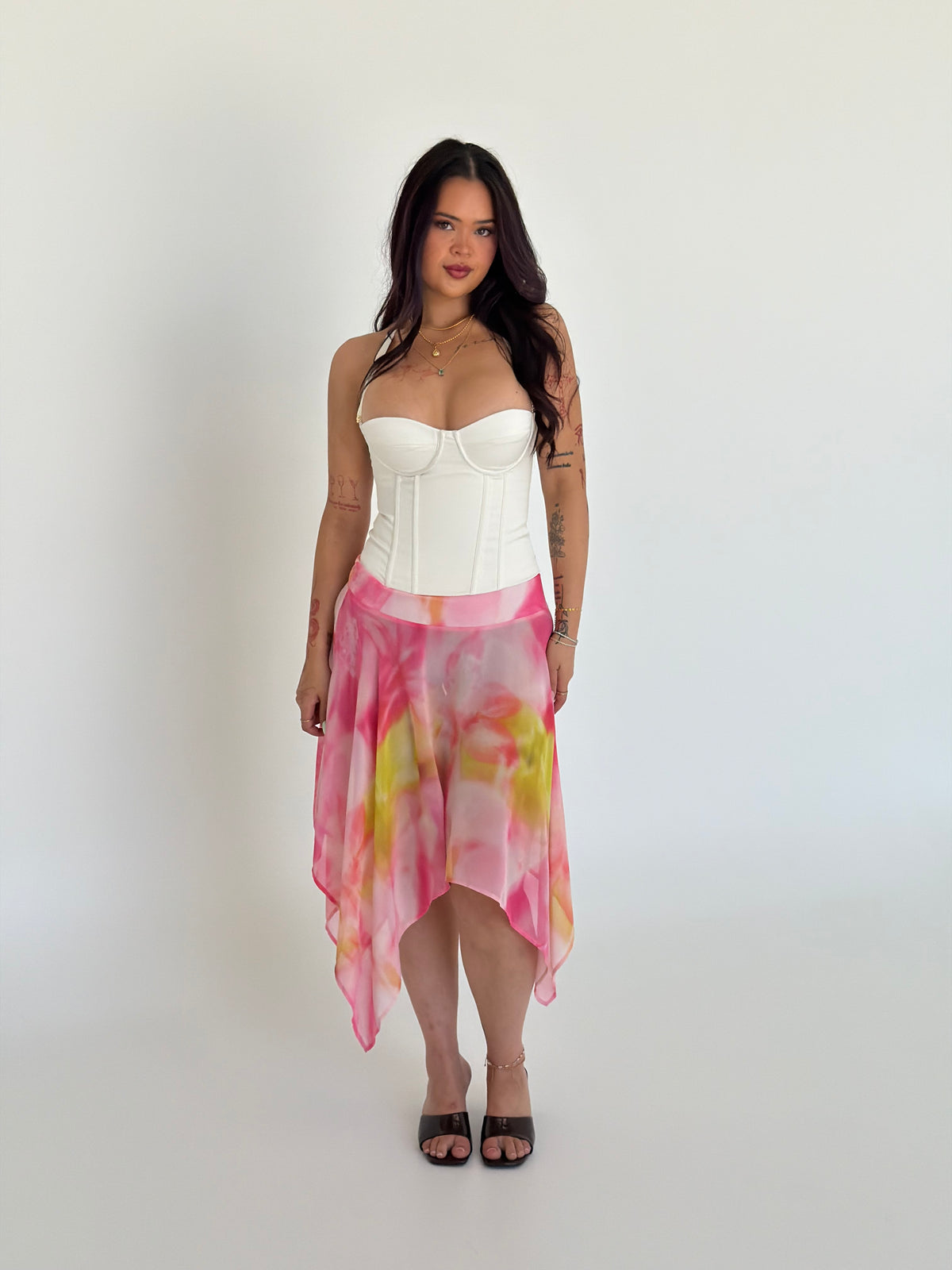 Serena Handkerchief Midi Skirt - Pink
