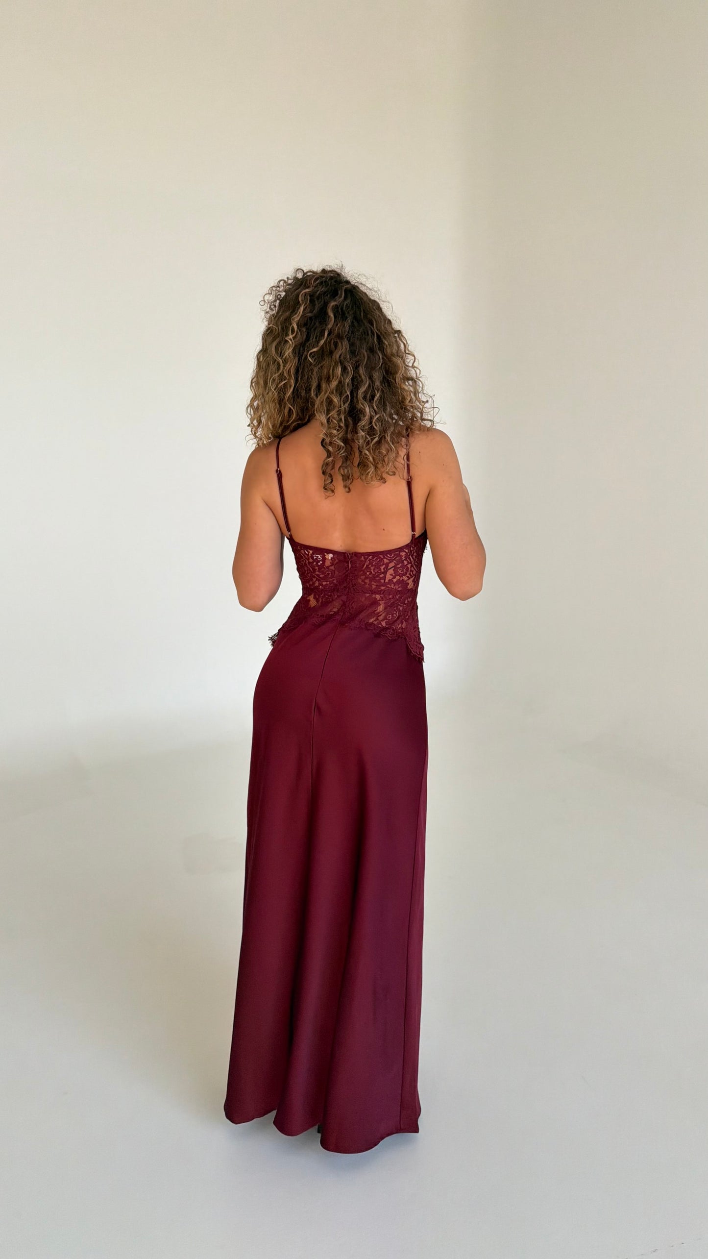 Selene Lace Maxi Dress - Wine