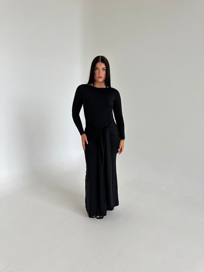 Amara Long Sleeve Maxi Dress - Black