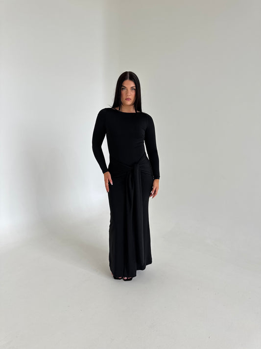 Amara Long Sleeve Maxi Dress - Black