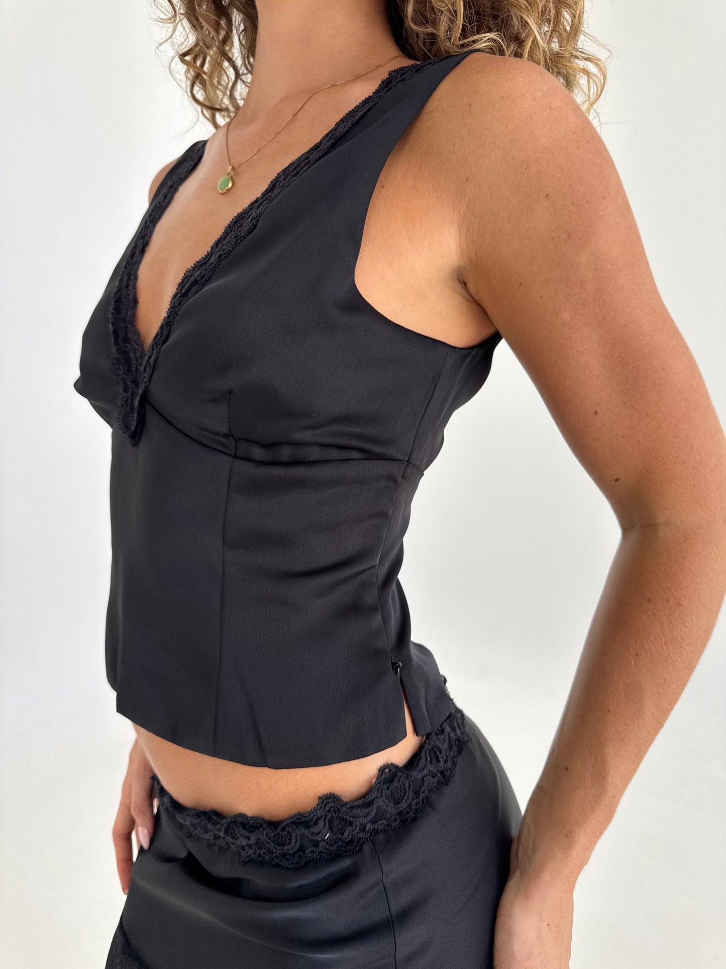 Angel Lace Trim Top - Black