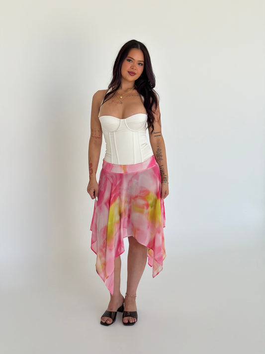 Serena Handkerchief Midi Skirt - Pink