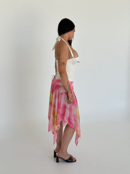 Serena Handkerchief Midi Skirt - Pink