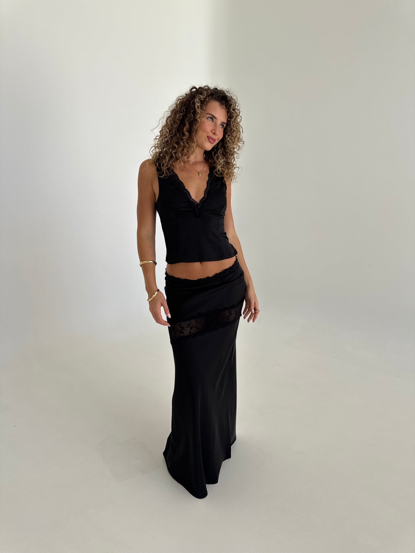 Angel Lace Trim Top - Black