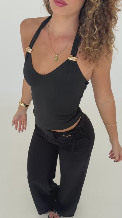 Midnight Wide Leg Pant - Black